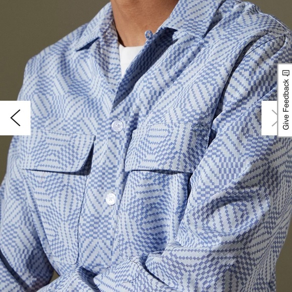 EUC Urban Outfitters Jacquard Check Camp Collar Overshirt Long Sleeve - Picture 3 of 7